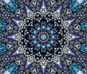 Preview wallpaper fractal, flower, abstraction, blue