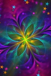 Preview wallpaper fractal, flower, colorful, shining, abstraction, digital
