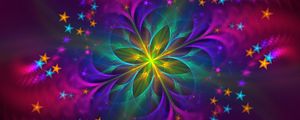 Preview wallpaper fractal, flower, colorful, shining, abstraction, digital