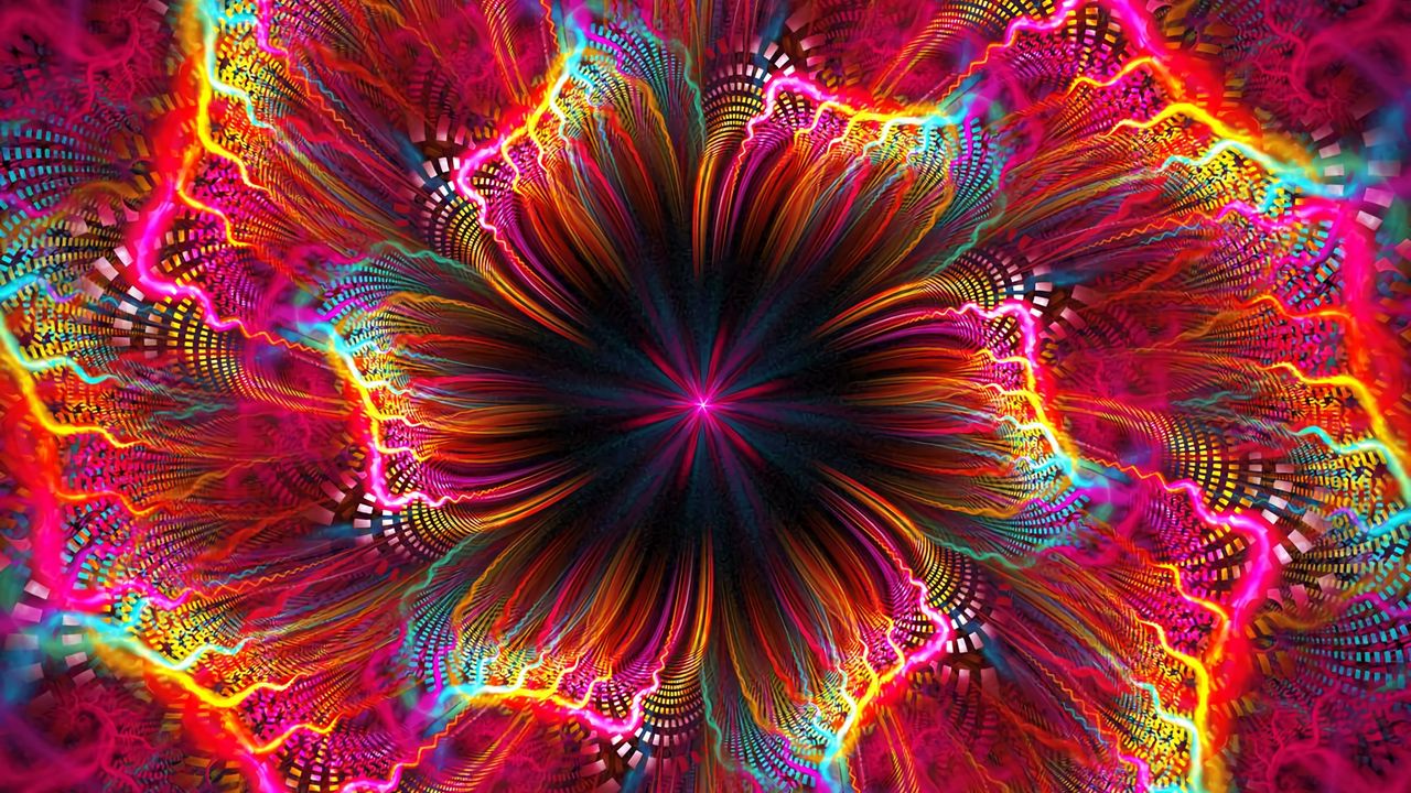 Wallpaper fractal, flower, colorful, bright, abstraction