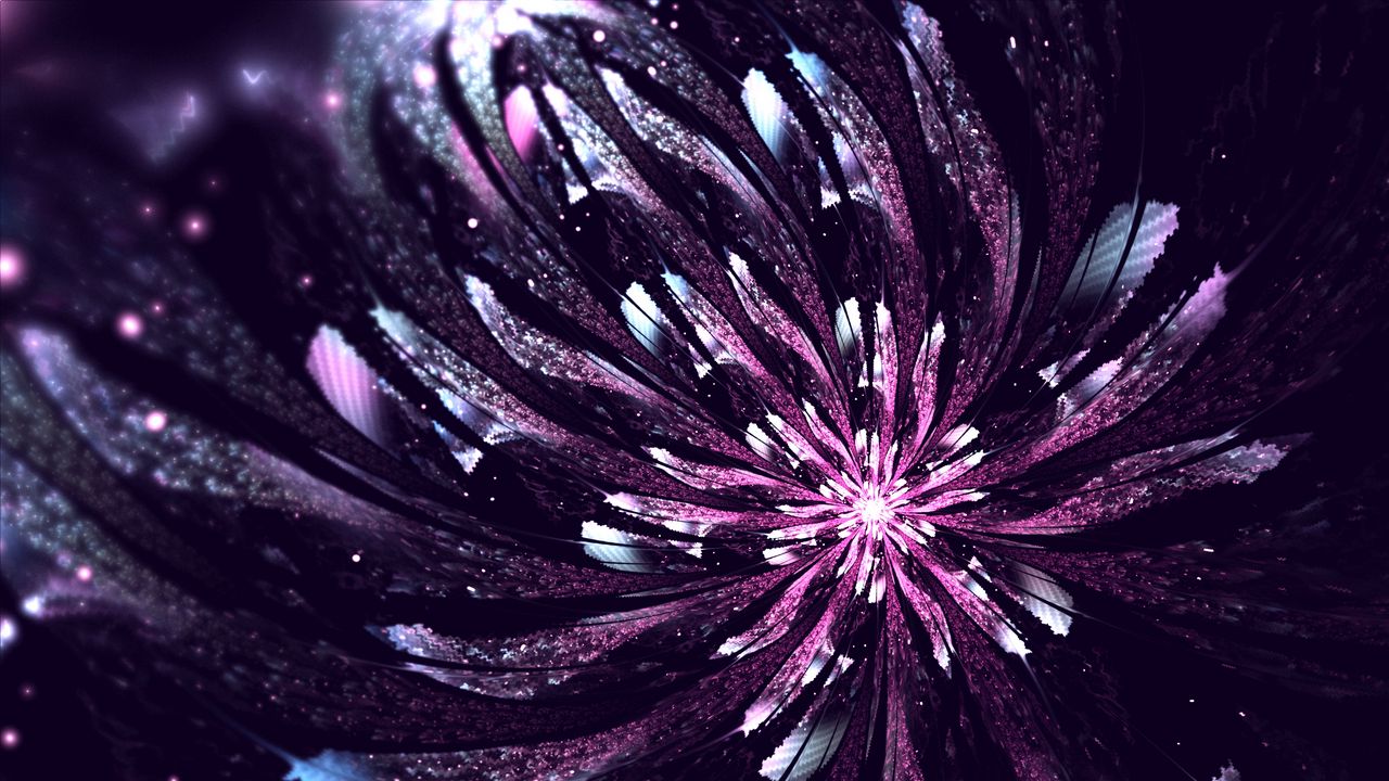 Wallpaper fractal, flower, glow, abstraction, digital, purple