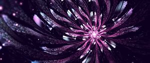 Preview wallpaper fractal, flower, glow, abstraction, digital, purple