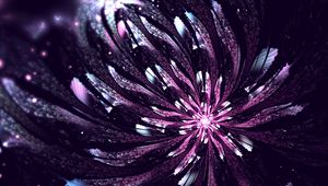 Preview wallpaper fractal, flower, glow, abstraction, digital, purple