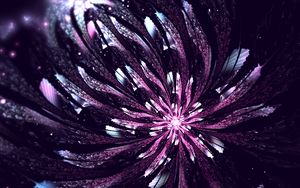 Preview wallpaper fractal, flower, glow, abstraction, digital, purple