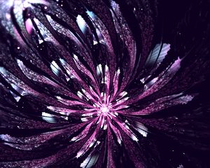 Preview wallpaper fractal, flower, glow, abstraction, digital, purple