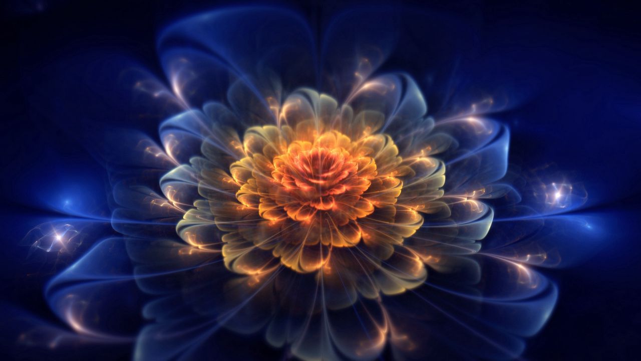 Wallpaper fractal, flower, light, dark