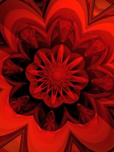 Preview wallpaper fractal, flower, red, digital, abstraction