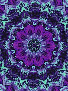 Preview wallpaper fractal, flower, shape, pattern, abstraction, purple, blue
