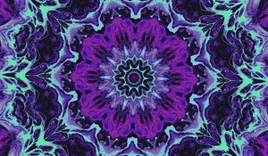 Preview wallpaper fractal, flower, shape, pattern, abstraction, purple, blue