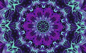 Preview wallpaper fractal, flower, shape, pattern, abstraction, purple, blue