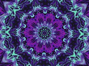 Preview wallpaper fractal, flower, shape, pattern, abstraction, purple, blue