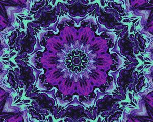 Preview wallpaper fractal, flower, shape, pattern, abstraction, purple, blue