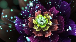 Preview wallpaper fractal, flower, sparks, glare, glow, abstraction