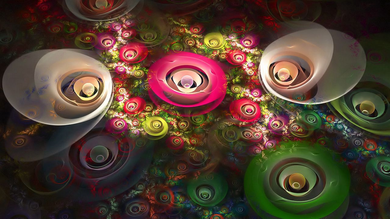 Wallpaper fractal, flowers, background, colorful