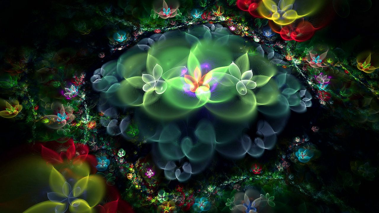 Wallpaper fractal, flowers, background, light