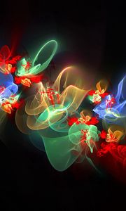 Preview wallpaper fractal, flowers, flowering, smoke, glare, multicolored, patterns