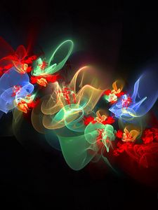 Preview wallpaper fractal, flowers, flowering, smoke, glare, multicolored, patterns