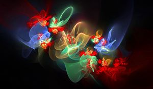 Preview wallpaper fractal, flowers, flowering, smoke, glare, multicolored, patterns