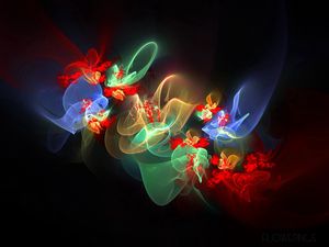 Preview wallpaper fractal, flowers, flowering, smoke, glare, multicolored, patterns