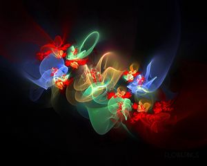 Preview wallpaper fractal, flowers, flowering, smoke, glare, multicolored, patterns