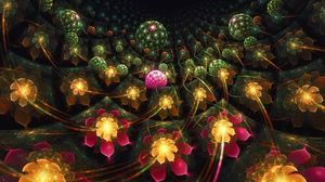 Preview wallpaper fractal, flowers, patterns, bright, lots