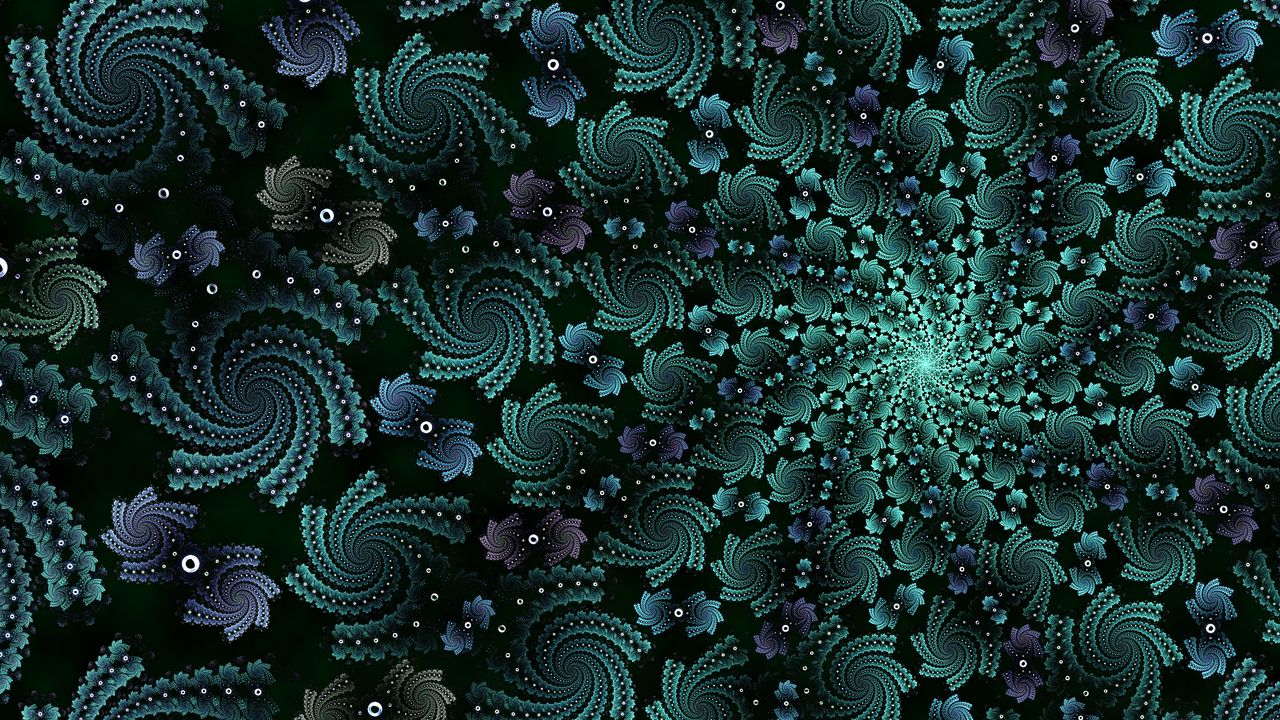 Wallpaper fractal, funnel, glow, green, abstraction
