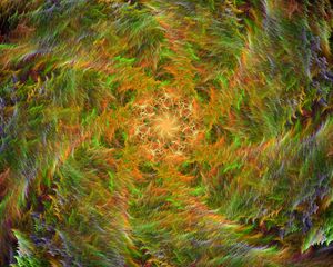 Preview wallpaper fractal, funnel, glow, abstraction, yellow, green