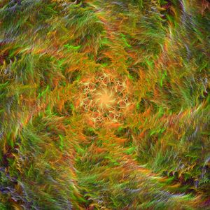Preview wallpaper fractal, funnel, glow, abstraction, yellow, green