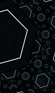 Preview wallpaper fractal, geometric, hexagons, lines, dark