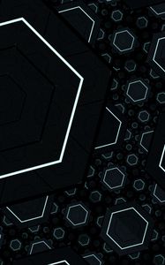 Preview wallpaper fractal, geometric, hexagons, lines, dark