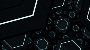 Preview wallpaper fractal, geometric, hexagons, lines, dark