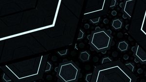 Preview wallpaper fractal, geometric, hexagons, lines, dark