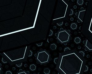 Preview wallpaper fractal, geometric, hexagons, lines, dark