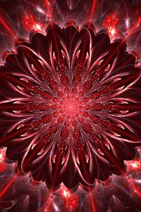 Preview wallpaper fractal, glare, rays, abstraction, red