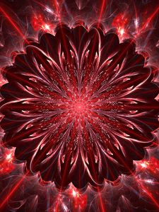 Preview wallpaper fractal, glare, rays, abstraction, red
