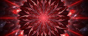 Preview wallpaper fractal, glare, rays, abstraction, red