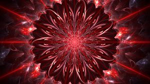 Preview wallpaper fractal, glare, rays, abstraction, red