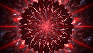 Preview wallpaper fractal, glare, rays, abstraction, red
