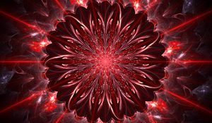 Preview wallpaper fractal, glare, rays, abstraction, red