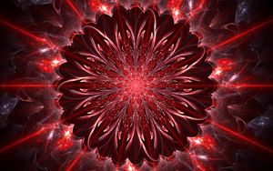 Preview wallpaper fractal, glare, rays, abstraction, red