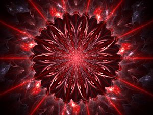 Preview wallpaper fractal, glare, rays, abstraction, red