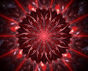 Preview wallpaper fractal, glare, rays, abstraction, red