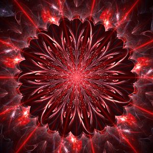 Preview wallpaper fractal, glare, rays, abstraction, red