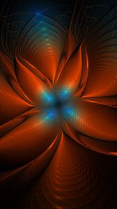 Preview wallpaper fractal, glow, abstraction, tangled, brown, blue