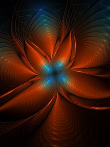 Preview wallpaper fractal, glow, abstraction, tangled, brown, blue