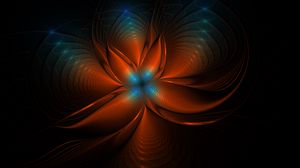 Preview wallpaper fractal, glow, abstraction, tangled, brown, blue