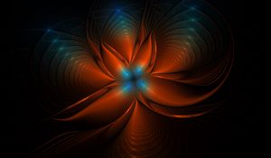 Preview wallpaper fractal, glow, abstraction, tangled, brown, blue