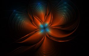 Preview wallpaper fractal, glow, abstraction, tangled, brown, blue