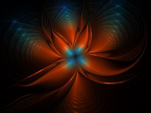 Preview wallpaper fractal, glow, abstraction, tangled, brown, blue