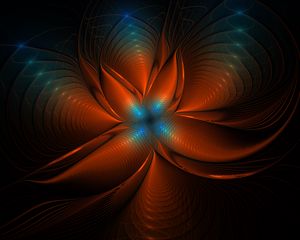 Preview wallpaper fractal, glow, abstraction, tangled, brown, blue